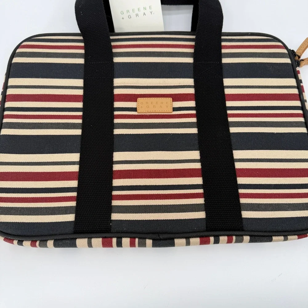 Greene & Gray‎ Brand NWT Striped Laptop Sleeve Nautical Preppy Academic Thin